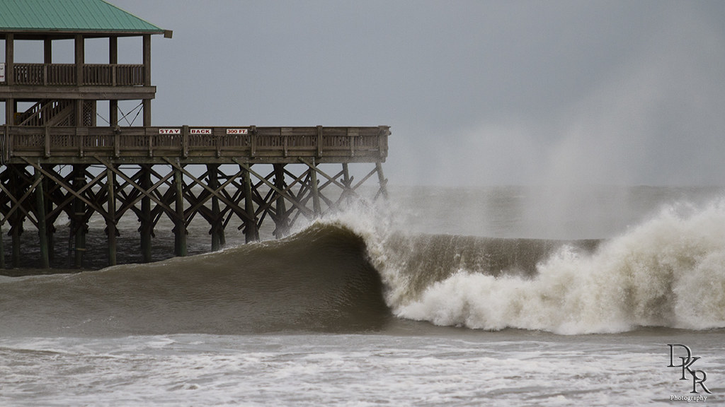 Folly Beach pier big wave Hurricane Irene Dustin K. Ryan Flickr