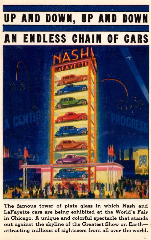 1934 Nash & LaFayette Tower of Cars, Chicago World's Fair Flickr