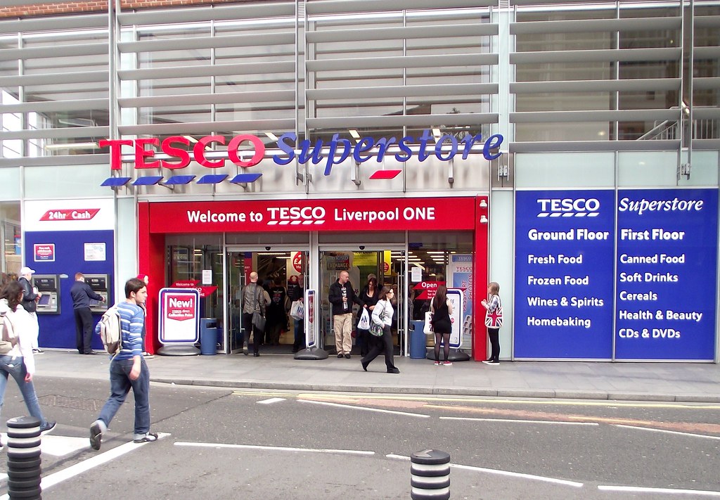 Tesco Superstore entrance. The entrance to Liverpool one T… Flickr