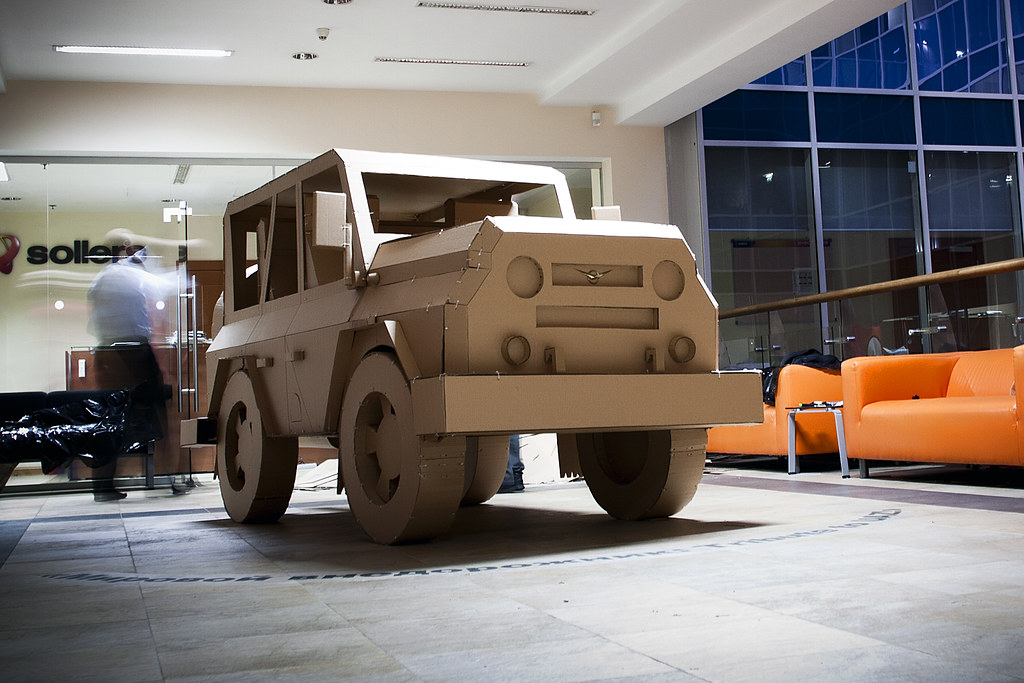 Cardboard Car (real size) august 2011 UAZIK by Cardboardia… Flickr