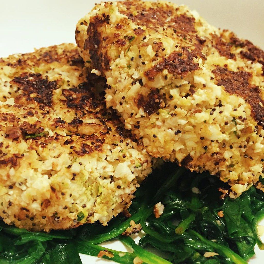 Cauliflower fritters with crushed hazelnuts and greens Flickr