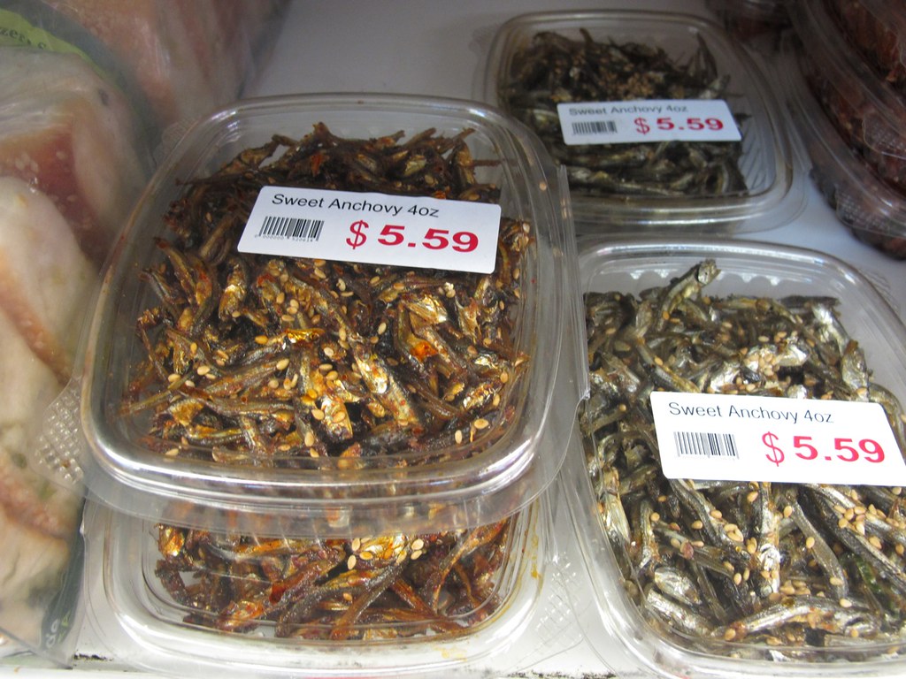 dried anchovies, spicy Super healthy snack food. Flickr