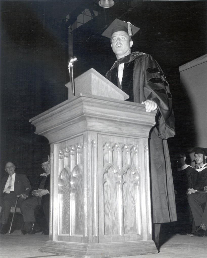 Robert Sargent Shriver giving the commencement speech Flickr