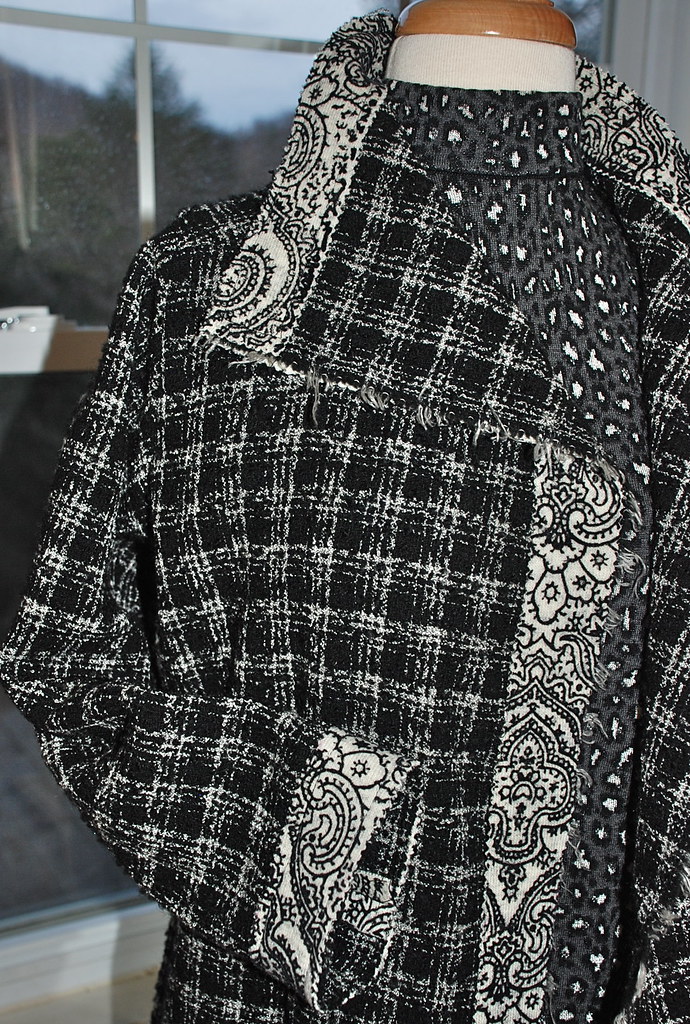 Raw edge finishes for loosely woven, boucle and boiled wool type