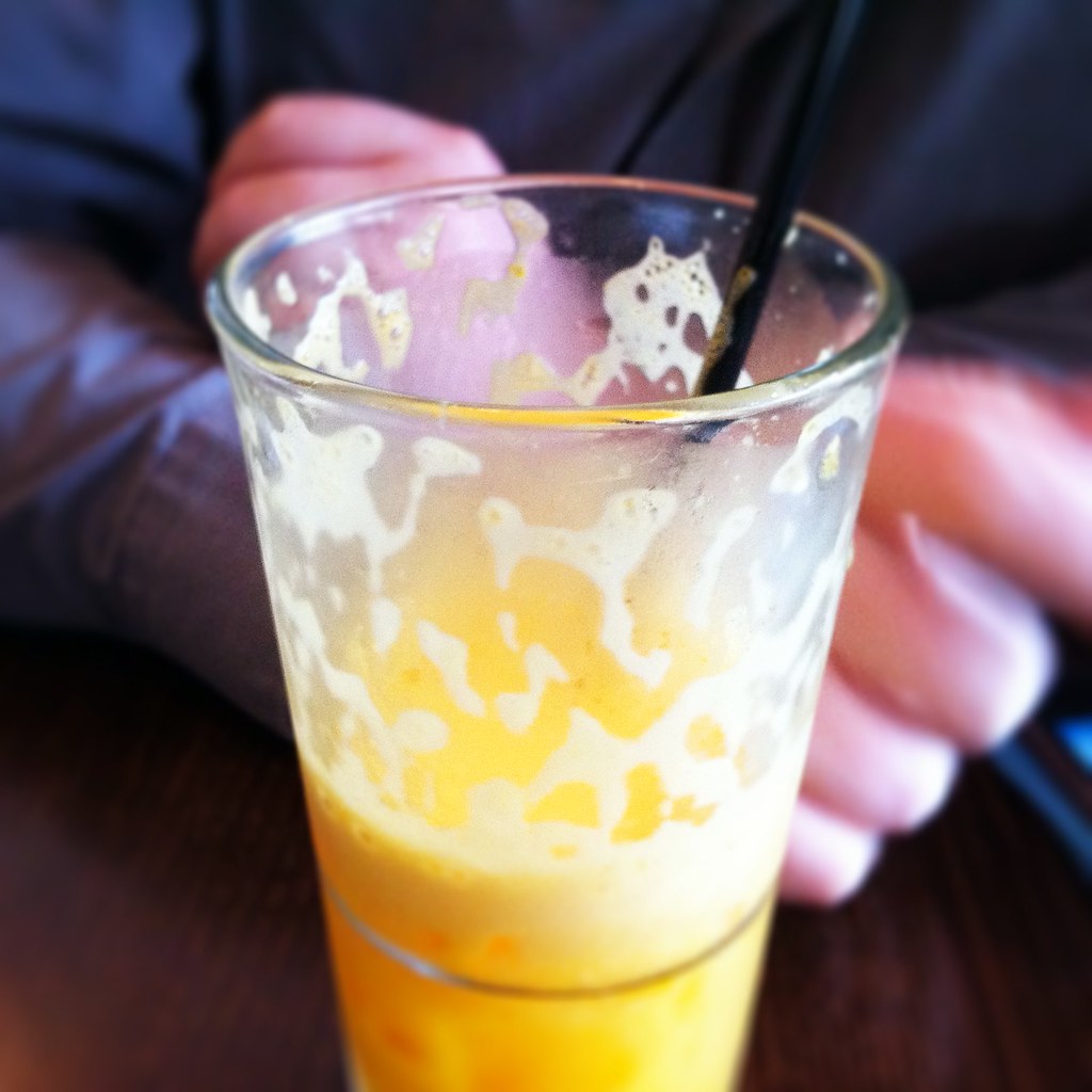 Fresh orange juice Interesting foam pattern Katherine Lim Flickr