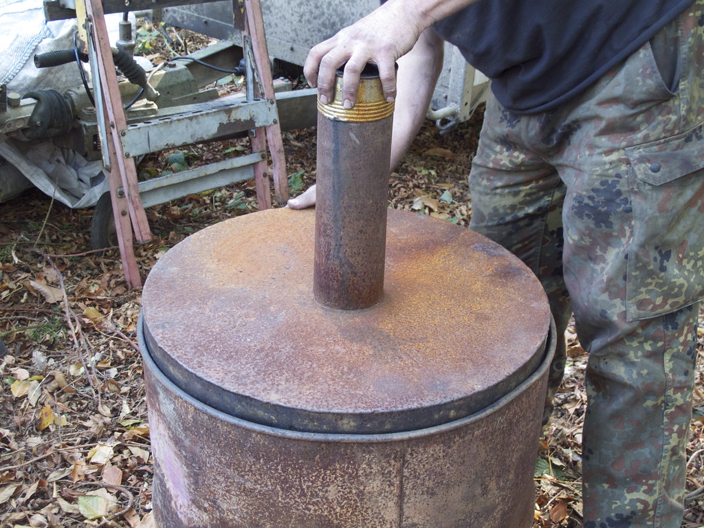 Oil drum lid The lid for the oil drum charcoal kiln, compl… Flickr