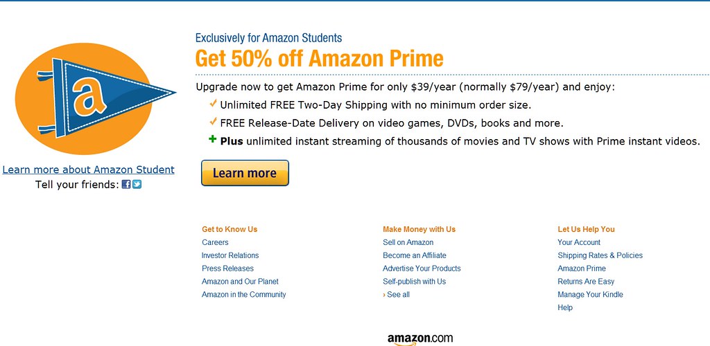 Student Prime membership does not include streaming video Flickr