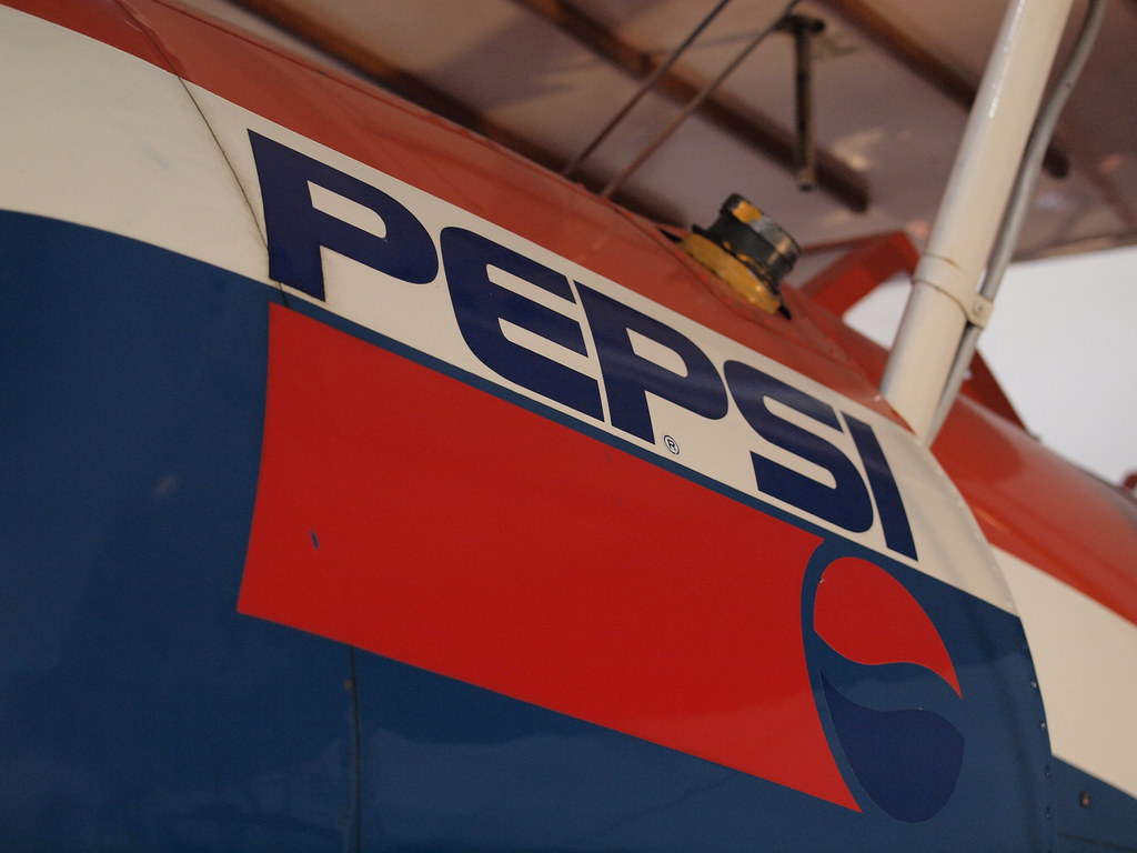 Pepsi Logo on side of plane on display at the Hiller Avati