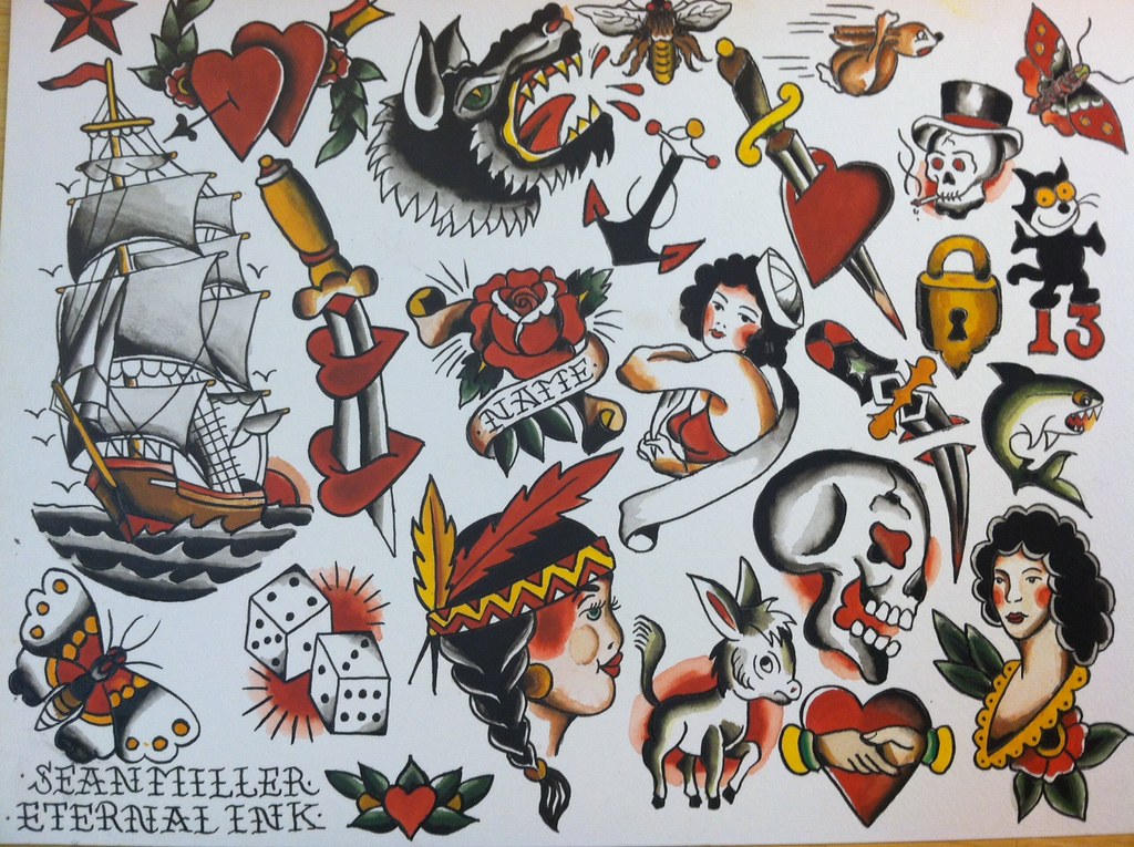 Traditional Tattoo Flash Art Original Watercolor Painting Art & Collectibles Painting Issho-Ueno.com 765_x_1024_jpg