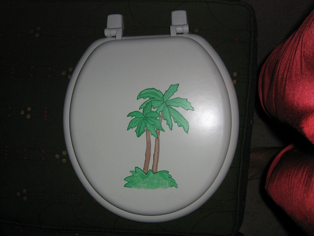 Palm Tree Toilet Seat Two Palm Trees Hand Painted on White… Flickr