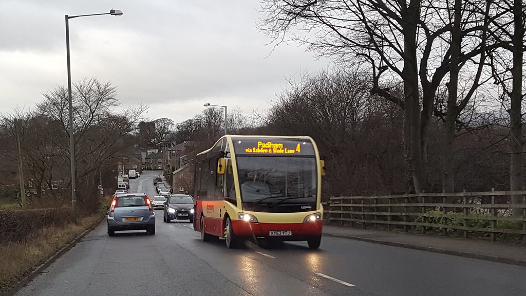 Pilkington Bus Optare Solo SR (KY63 VTJ) climbing Accrington Road in
