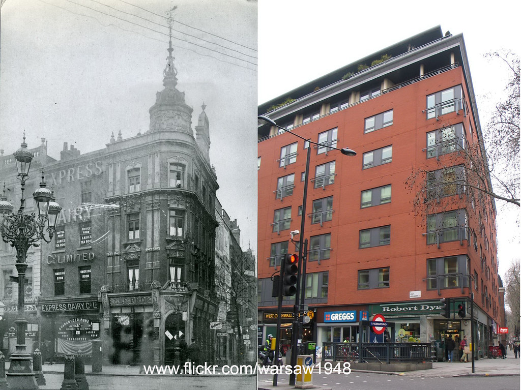 High Holborn at Gray's Inn Road junction 1930's & 2015 Flickr