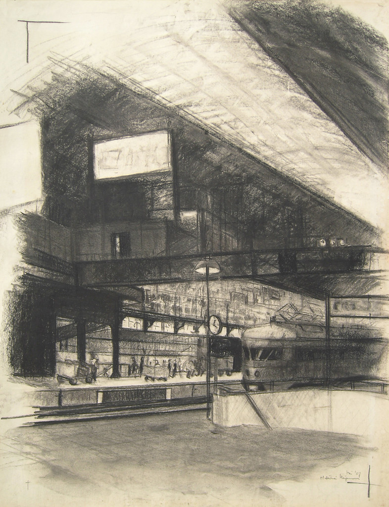 Central Station charcoal drawing 65x70cm 1957 (Entry exa… Flickr