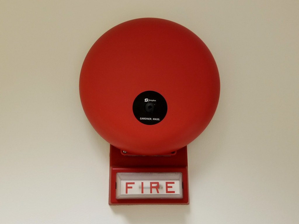Fire alarm bell and strobe at Geisinger Community Medical Center a