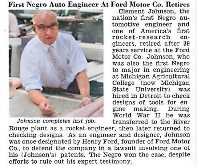 First Black Automotive Engineer at Ford Motor Company, Clement Johnson
