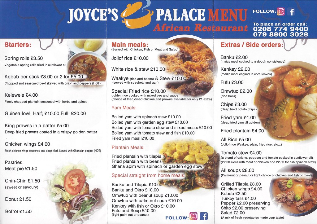 Menu (Apr 2019) at Joyce’s Palace, Croydon, London CR0 Flickr