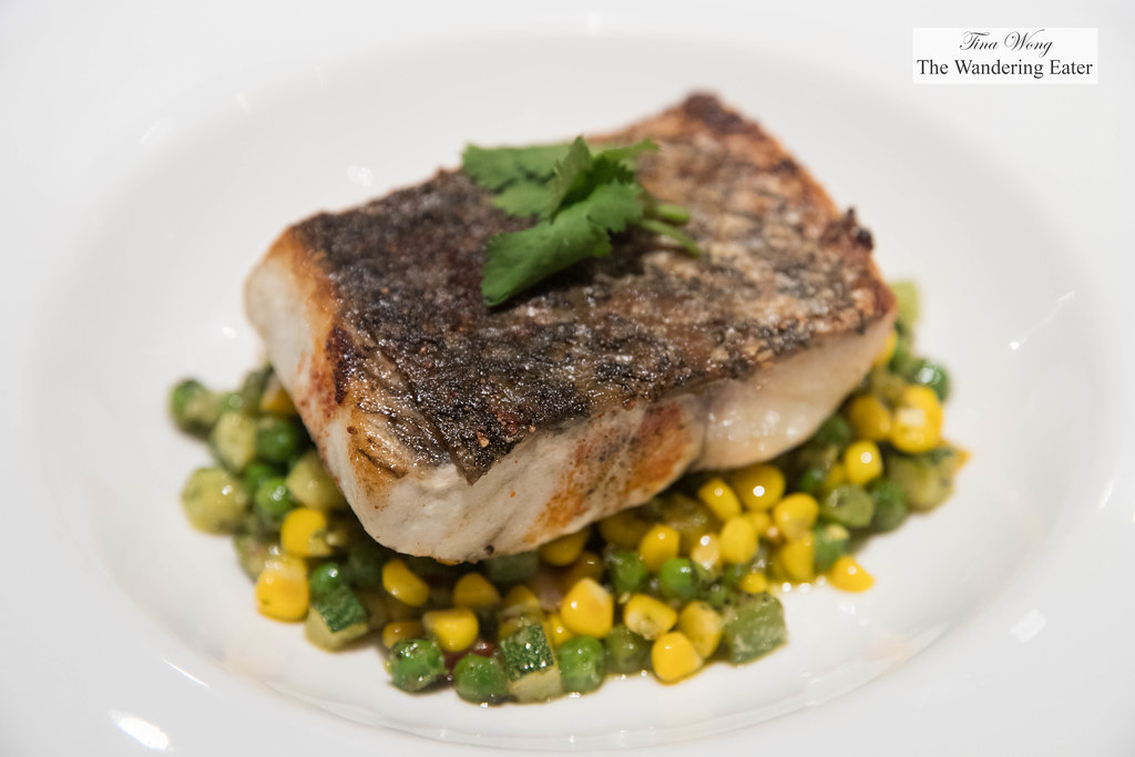 Grilled sea bass, chimichurri, succotash New York Steakhou… Flickr