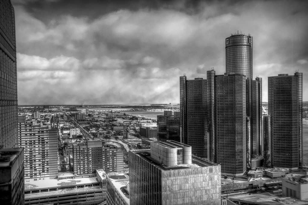 Renaissance Center Taken from a window on the 32nd floor o… Flickr