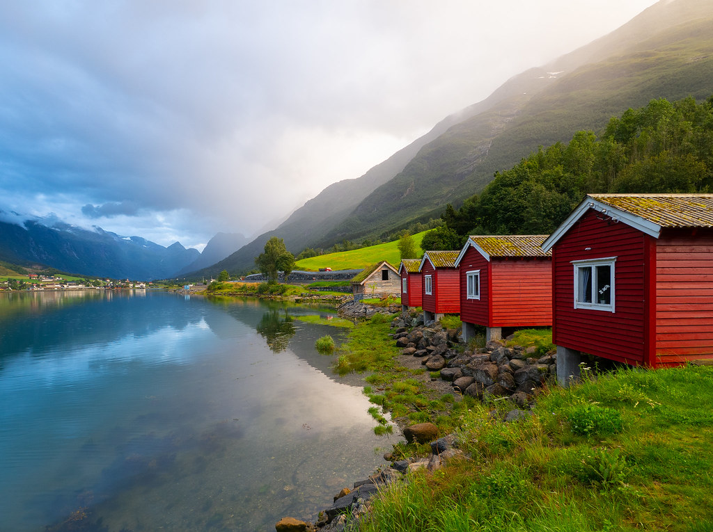 Olden, Norway Our camping at the edge of the fjord near Ol… Flickr