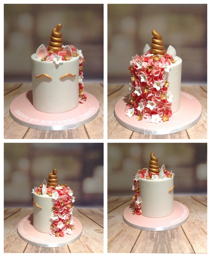 Unicorn Cake Pretty pink and gold unicorn cake, with a sec… Flickr