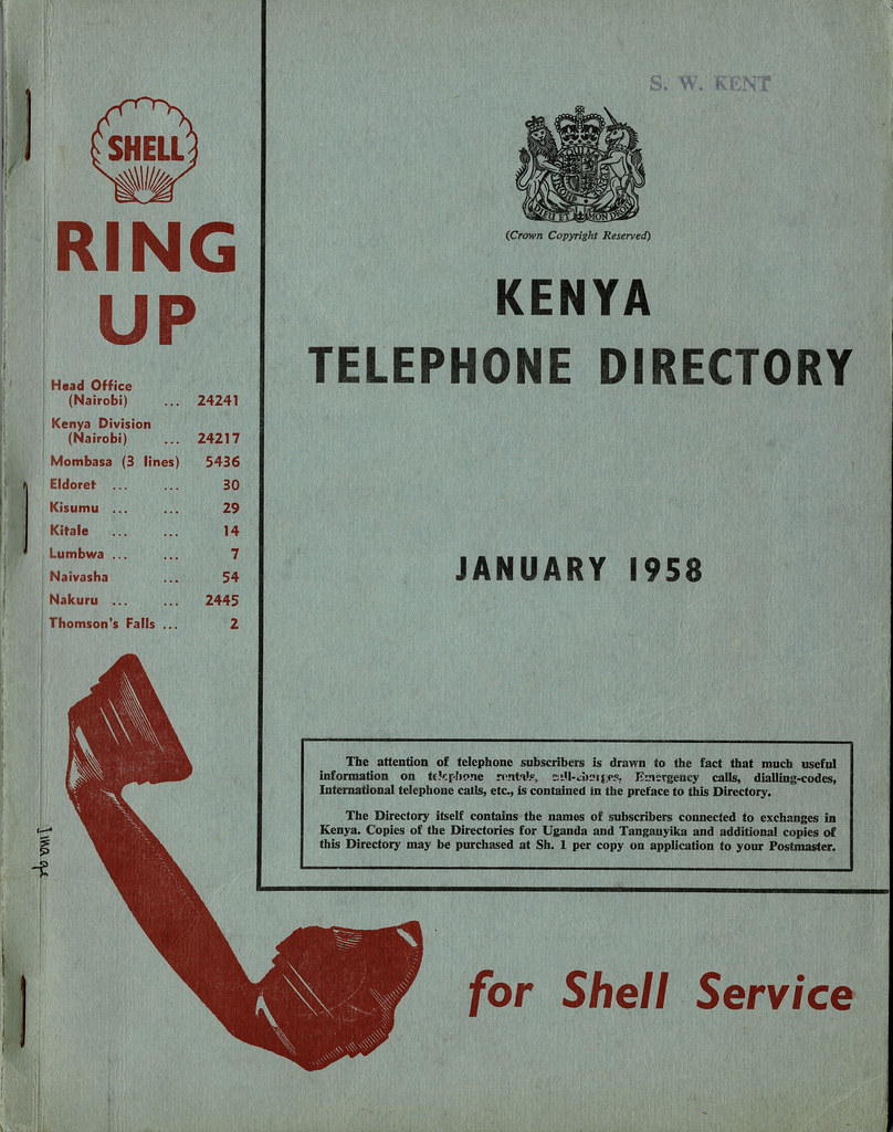 Kenya Telephone Directory, January 1958 Five years prior t… Flickr