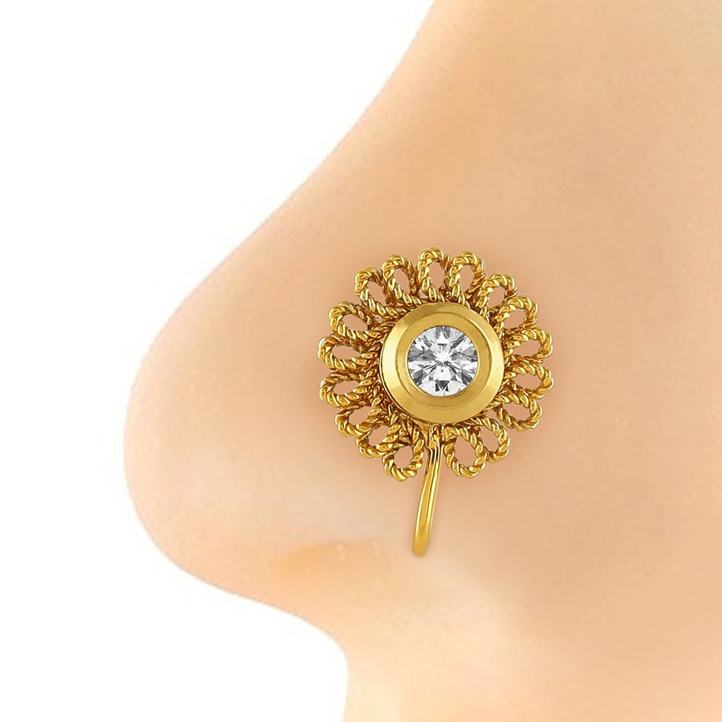Gold Plated Circle Nose pin/Nath for Women, Girls, without… Flickr