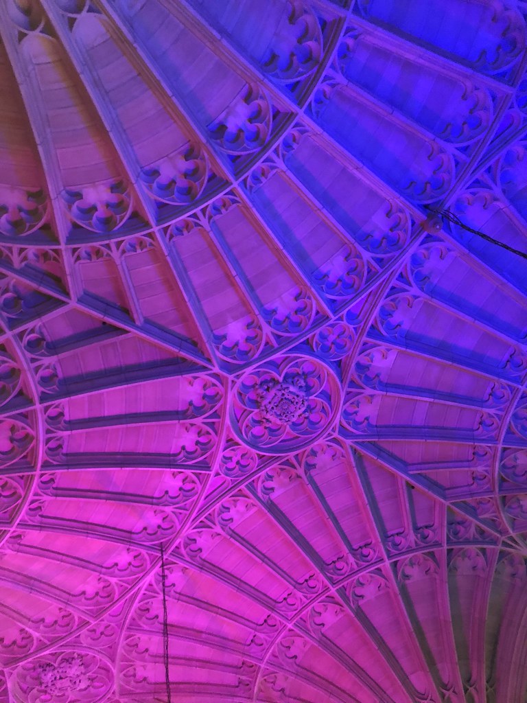 Pink to blue ceiling Wills Memorial Building in Bristol Chantal