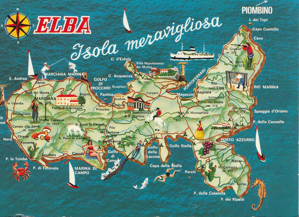 Carte de l'île d'Elbe, Italie CC Christine C Flickr
