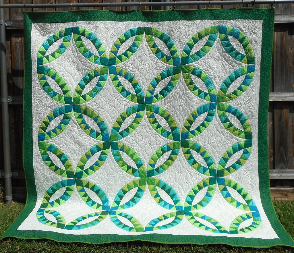 BLUE AND GREEN WEDDING RING QUILT Quilt Rescue by DLQ Flickr