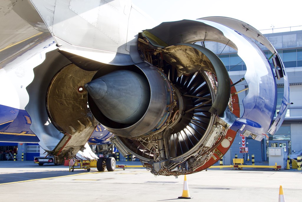 BA B787 open engine | Open cowling on stand in T5, Heathrow.… | Michael