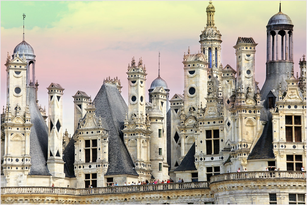 Les terrasses du Château de Chambord, Loir et Cher, Sologne, France a