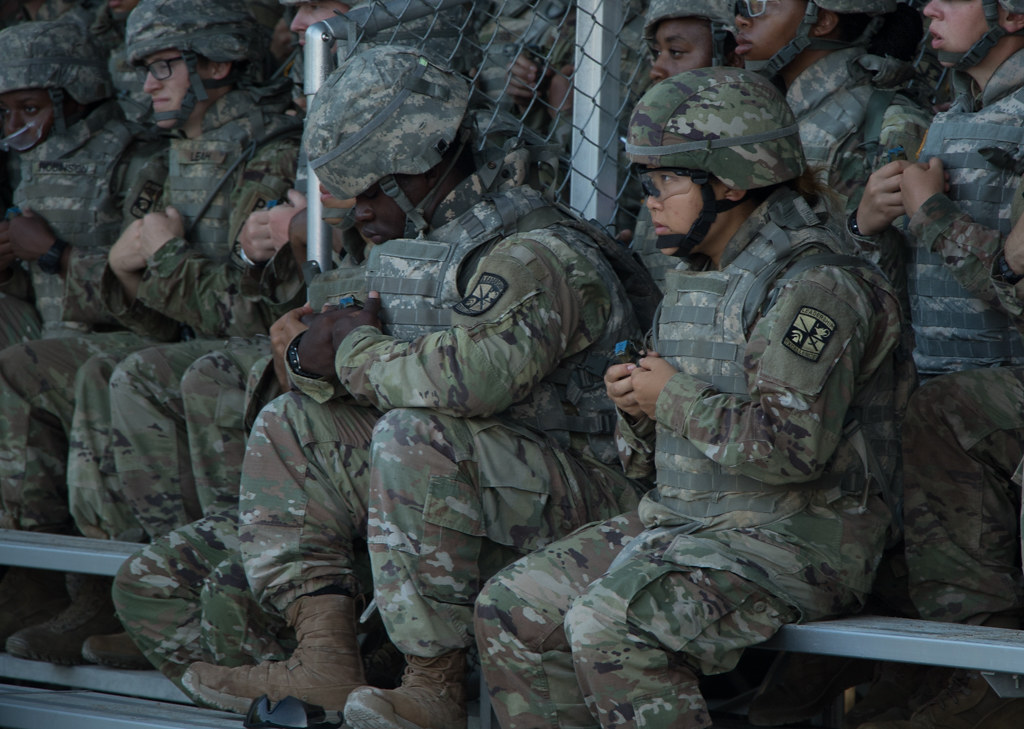 10th Regiment, Advanced Camp Cadets learn how to throw a grenade during