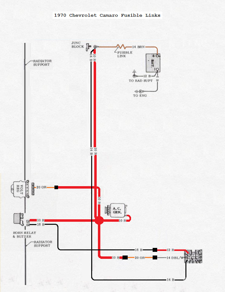 Voltage regulator and fusible link wireing