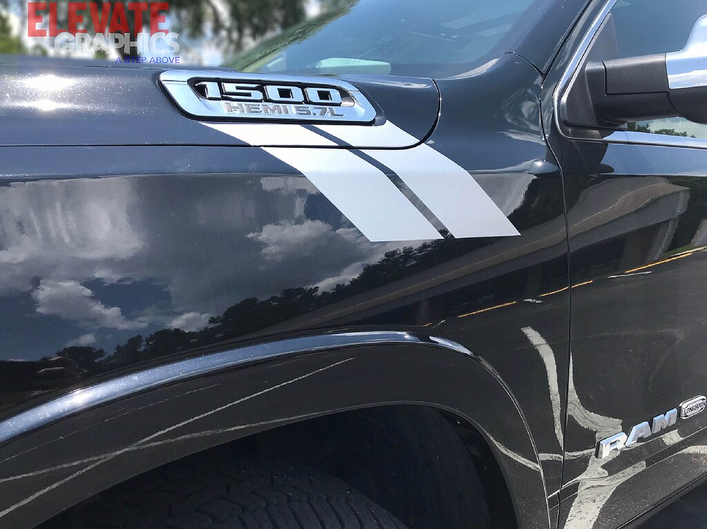 Fits Dodge Ram 1500 Side Hash Mark Stripes Graphics Decals Double Bar