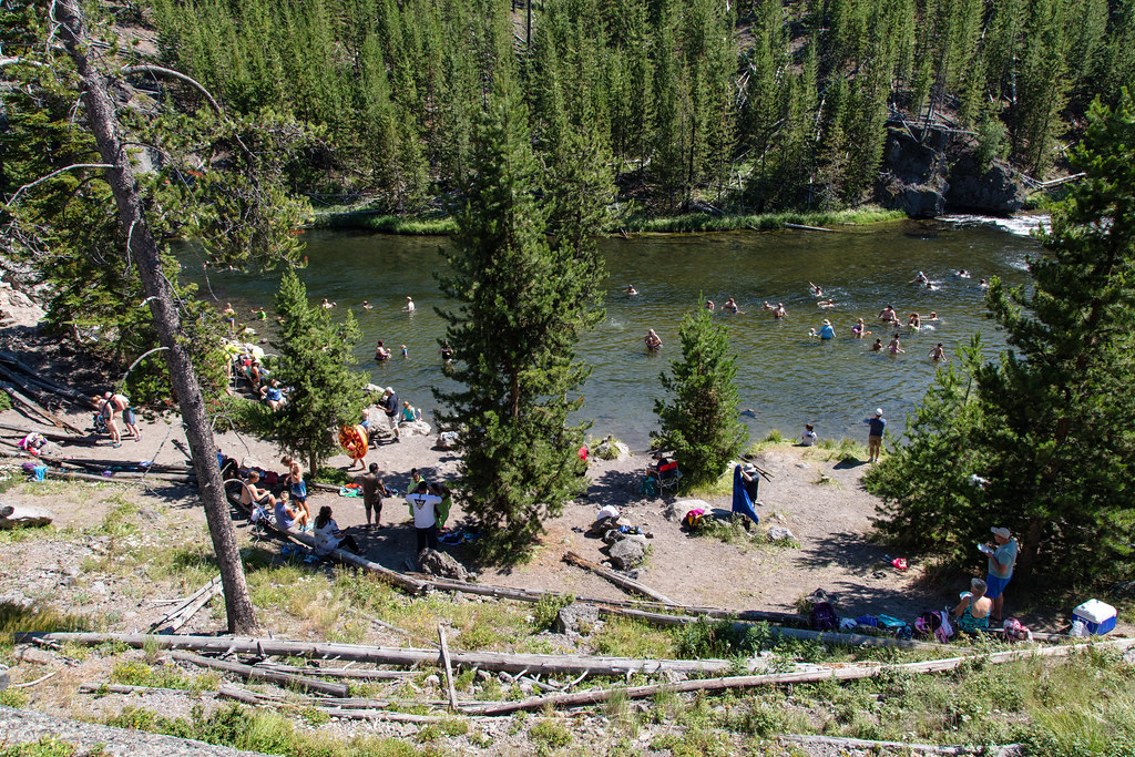 People enjoying Firehole Swimming Area NPS / Jacob W. Fran… Yellowstone National Park Flickr