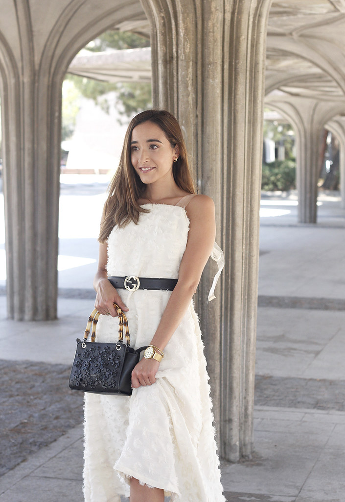 white midi dress gucci belt street style outfit 201920 Flickr