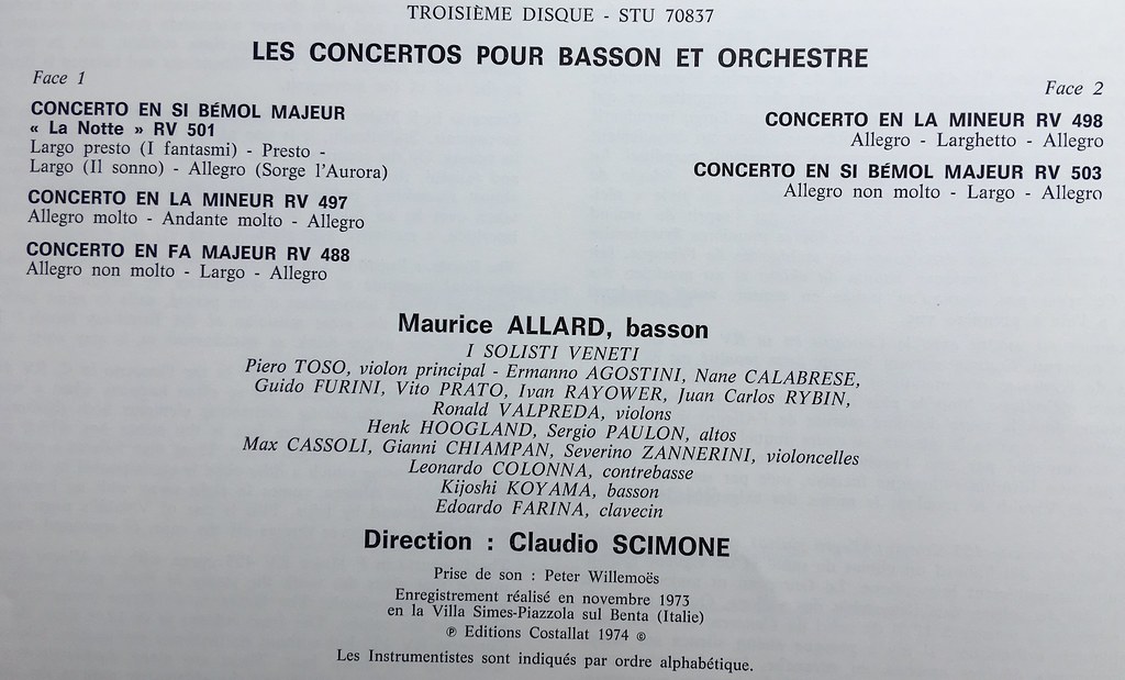 Booklet Inside Vivaldi 17 Concertos Oboe, Bassoon, Strings and