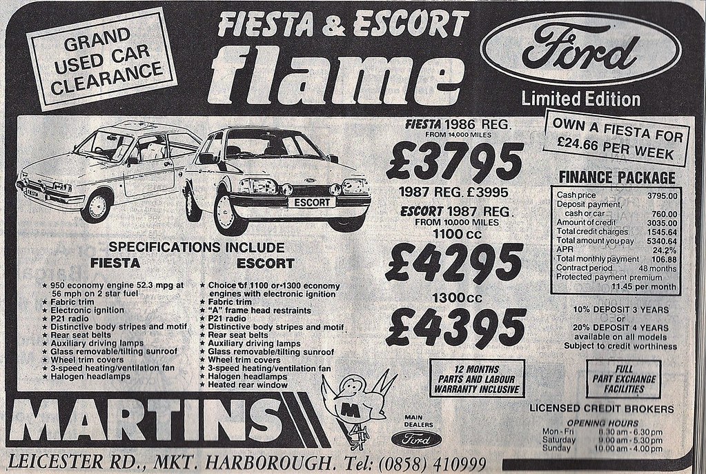 1987 ADVERT MARTINS FORD MAIN DEALERS LEICESTER ROAD M… Flickr