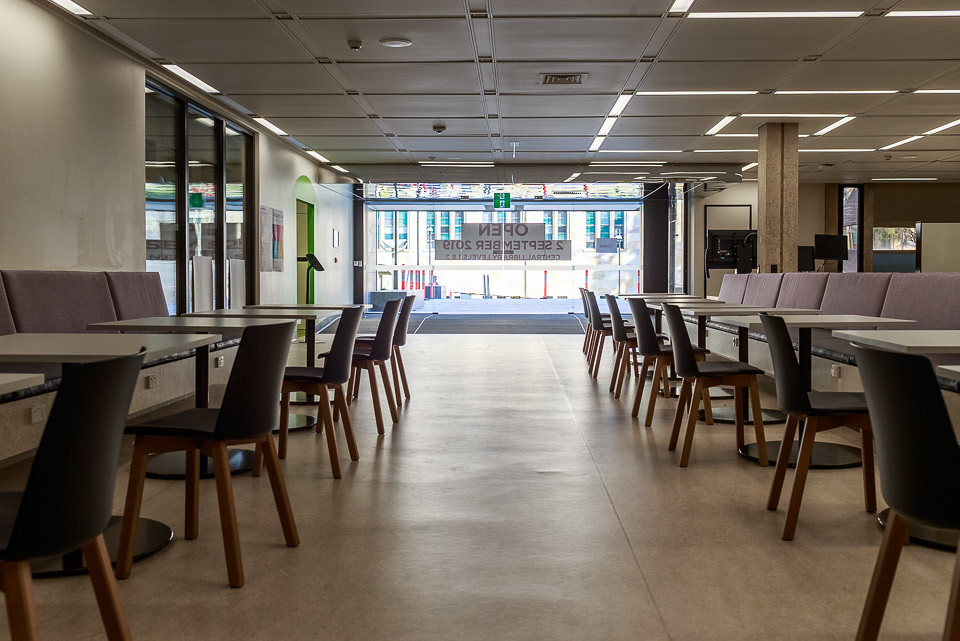 Level 2, Central Library Entryway and study tables. Flickr