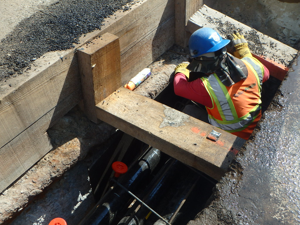 Installing isolation board for the concrete encasement of … Flickr