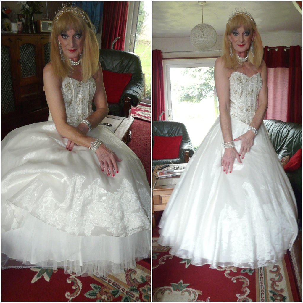 Stunning granny crossdresser bride "April Daynes" wore a flawless