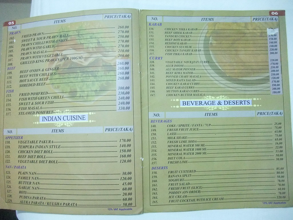 Restaurant Menu, Asian SR Hotel, Station Road, Chittagong Flickr