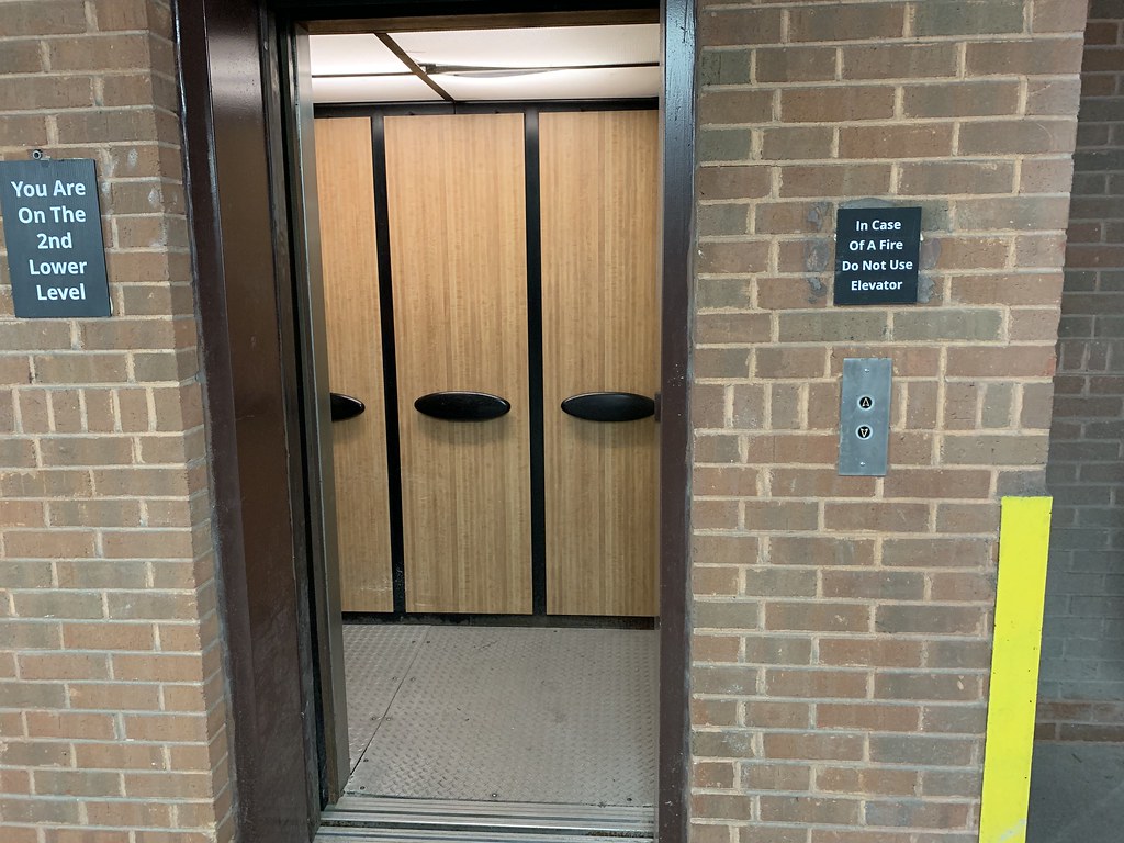 Vintage Dover Elevator in a parking garage in Richmond DieselDucy