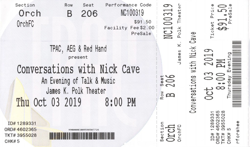 Nick Cave (2019) Nick Cave 03 October 2019 James K. Polk T… Flickr