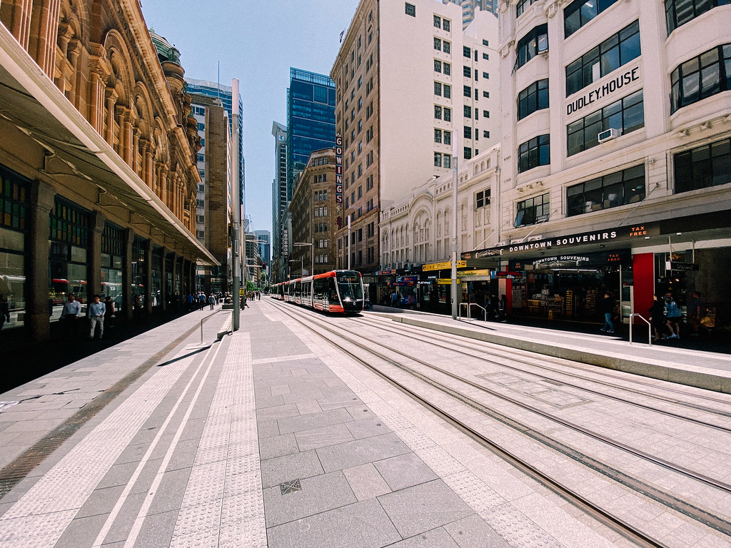Tram next to the QVB VirtualWolf Flickr