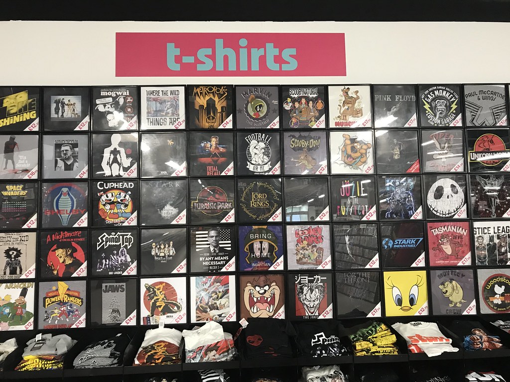 Tshirt display in HMV Vault store, Birmingham city centre… Flickr