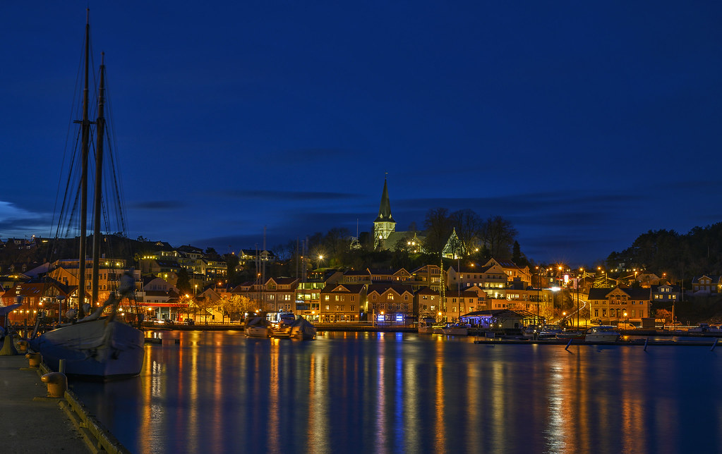 Grimstad by night The village of Grømstad existed for a lo… Flickr