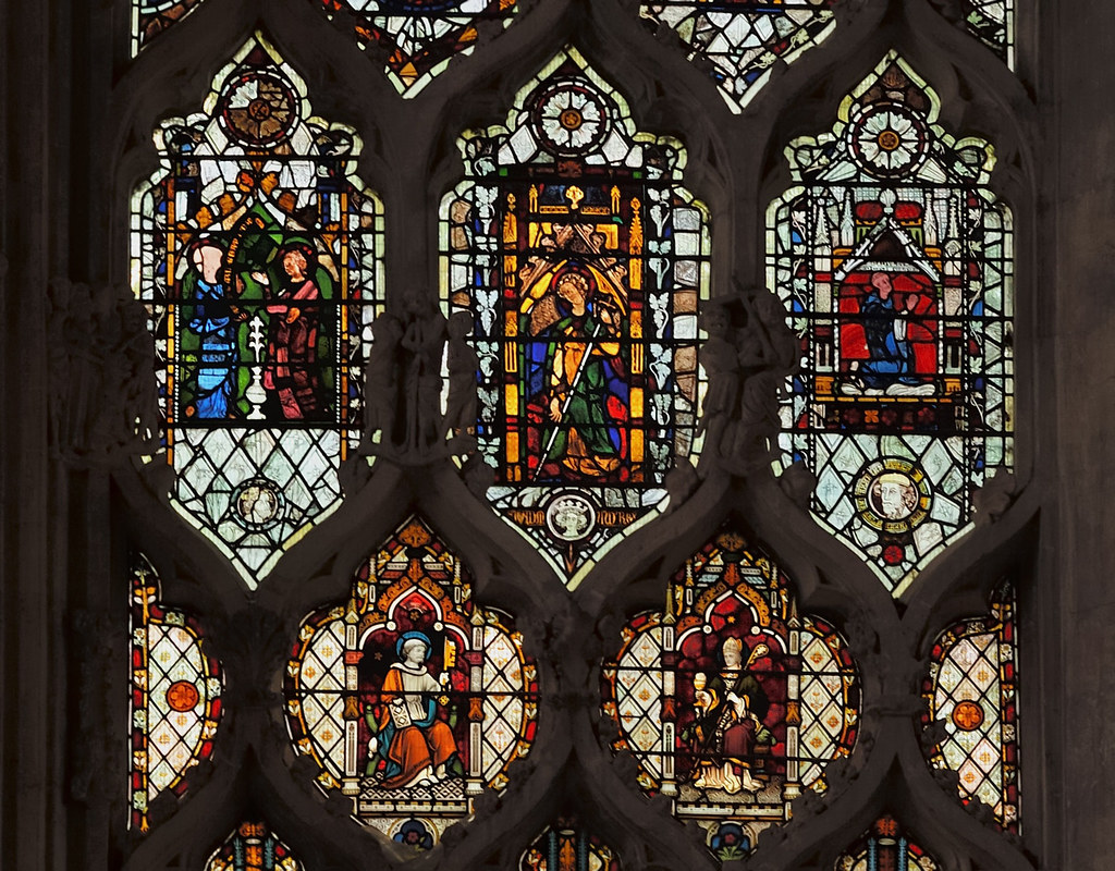 Medieval stained glass, Great East Window, Dorchester Abbe… Flickr