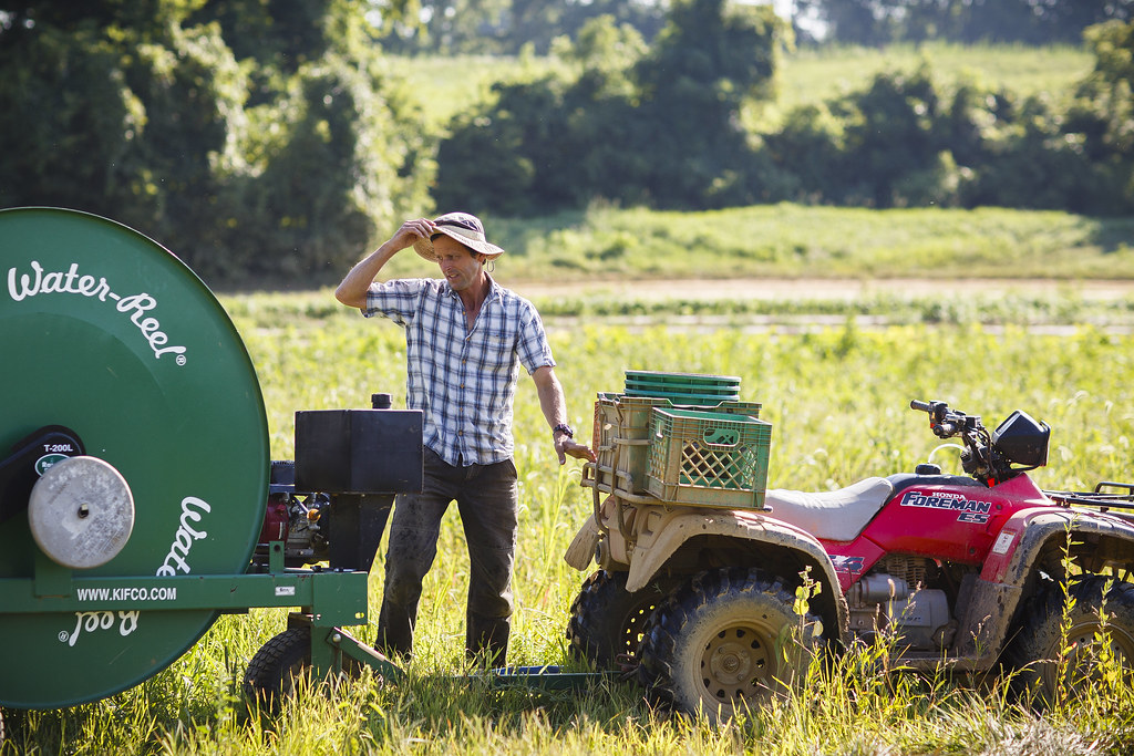 Cool Jobs Organic Farming Farmer Mike Nolan setting up an… Flickr