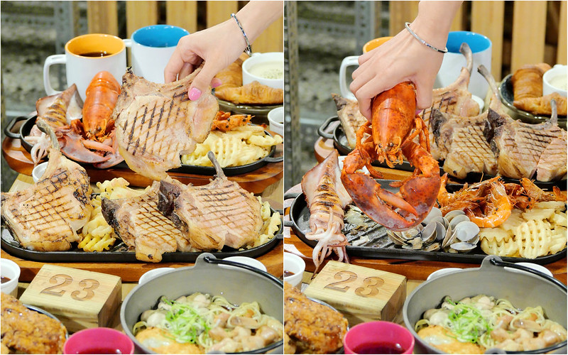 隨便義大利麵_逢甲夜市：隨便超浮誇大胃王排餐 巨大厚切戰斧豬排vs大波士頓龍蝦/整尾透抽吃到撐！